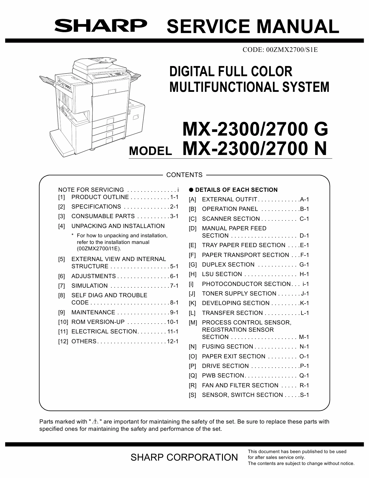 SHARP MX 2300 2700 N G Service Manual-1